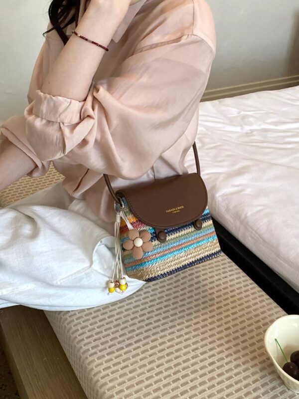 Striped Woven Crossbody Bag