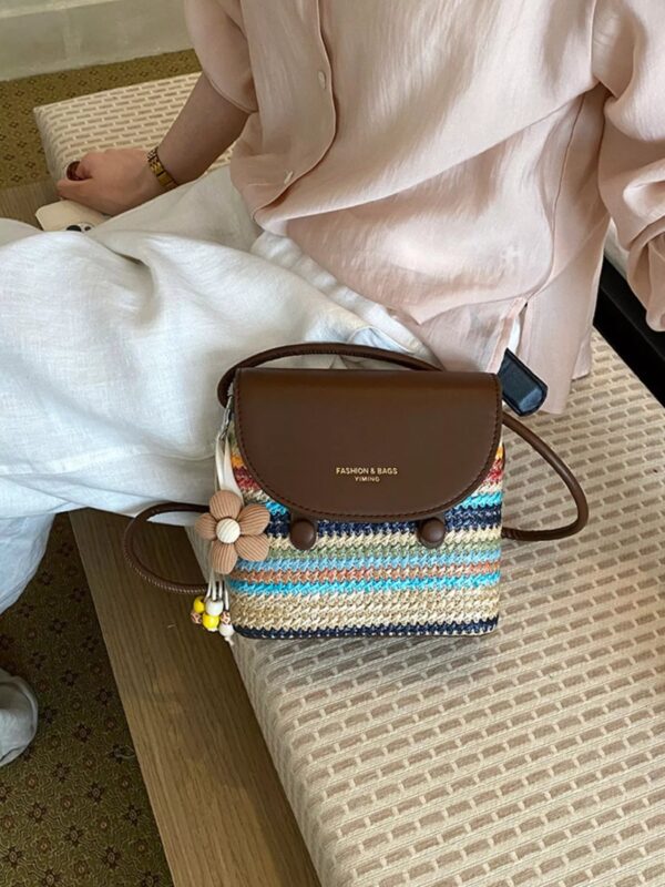 Striped Woven Crossbody Bag