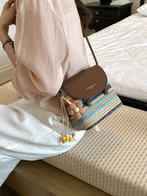 Striped Woven Crossbody Bag