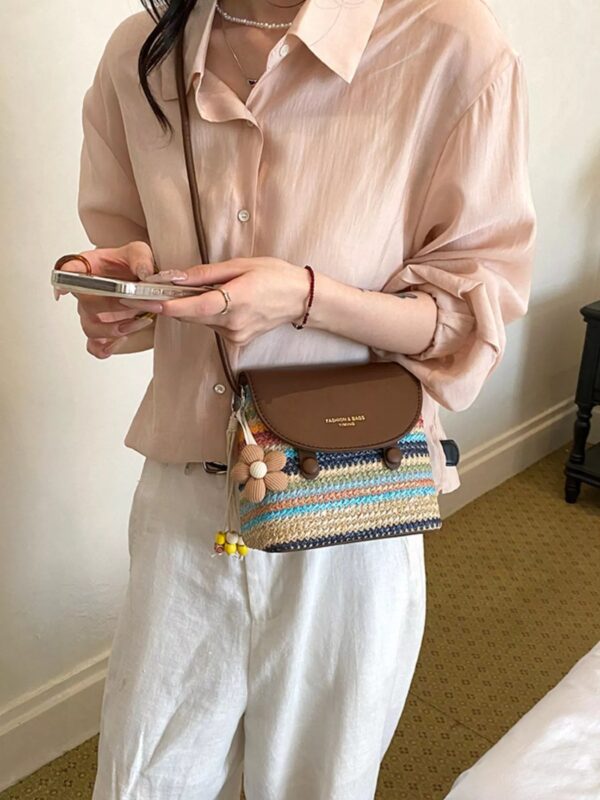 Striped Woven Crossbody Bag