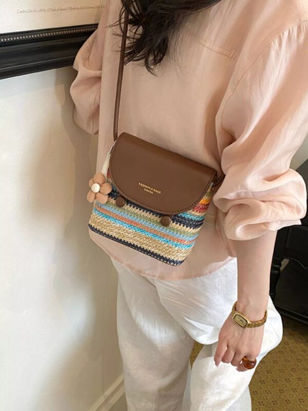 Striped Woven Crossbody Bag